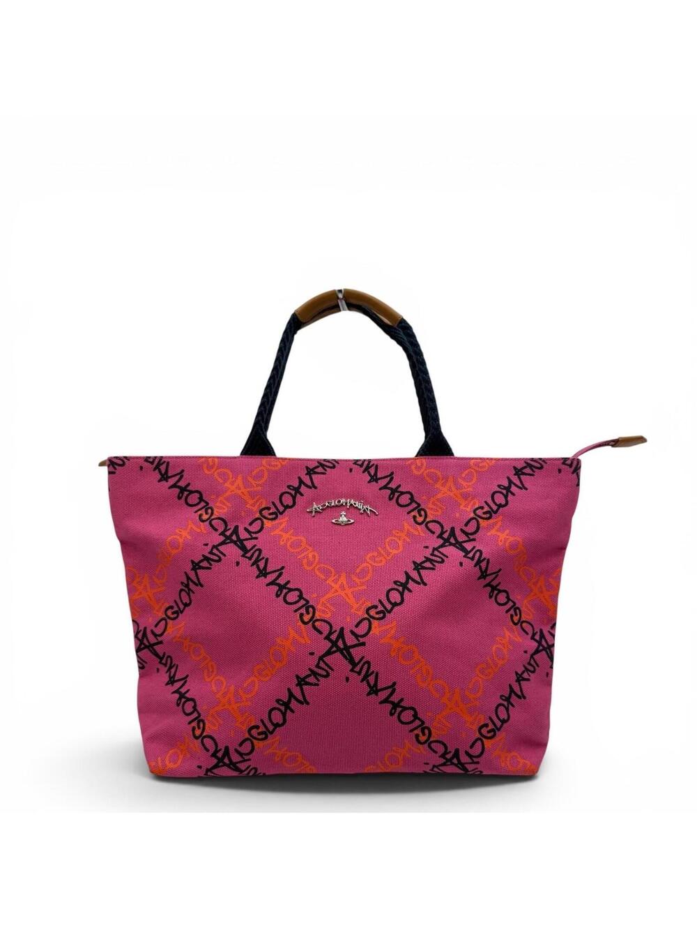 Vivienne Westwood Anglomania Pink Graffiti Canvas Tote Bag